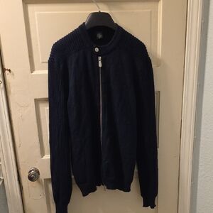 Eleventy Dark Blue Zip-Up Sweater